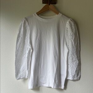 a new day White Long Sleeve Top with Eyelet Detail